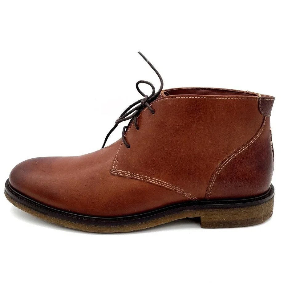 NWT Johnston & Murphy Men's Brown Leather Chukka Boots Size 10.5 M Genuine Crepe